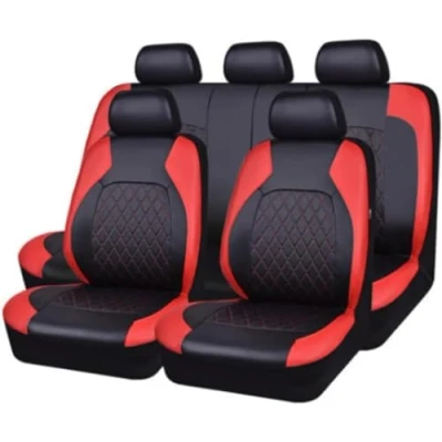 Image of Leather Car Seat Covers Sets for Isuzu D MAX 2015 2023, 9 pcs Set Full Surround NonSlip Waterproof Cushion Protector Accessories,A/Red