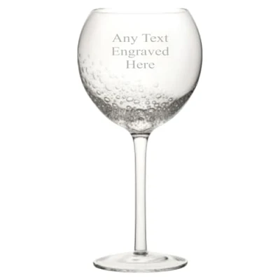 Image of [Custom] Personalised Engraved Large Gin Glass with Bubbles 19.75oz Christmas Birthday Gift Any Text Engraved.