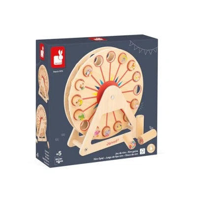 Image of Janod Applepop Wooden Ferris Wheel Children’s Game 1 + 16 Pieces Develops Reflection and Concentration FSC Wood Toy 5 Years +, J03358