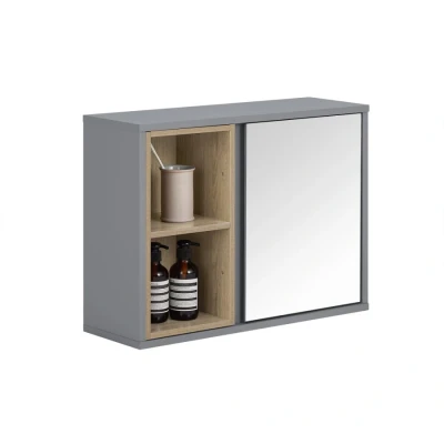 Image of SoBuy Bathroom Wall Mirror Cabinet Mounted Mirrored Storage Grey W60 x D20 H45cm BZR149 DG