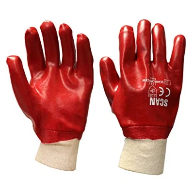 Image of Scan Pvc Knitwrist Glove , Red
