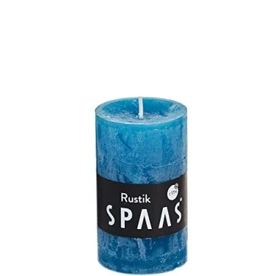 Image of Spaas 12 Rustic Unscented Pillar Candles 48/80 mm, ± 17 Hours, Turquoise