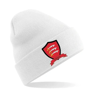 Image of Essex County Mens Embroidered Beanie Hat, Bob Hat Cricket Sport Your Embroidery (White)