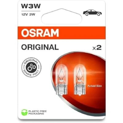 Image of OSRAM ORIGINAL LINE 12V, W3W, signal lamp, Glass Wedge Base, Double Blister (2 lamps)