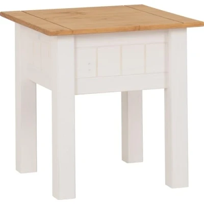 Image of Seconique Lamp Table, Engineered Wood, White/Natural Wax, W 505mm x D H 525mm