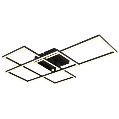 Image of Gabriel Integrated LED Semi Flush Ceiling Light Matt Black 3x Dimmable 2700 6500K Remote Control Timer Tuya Smart