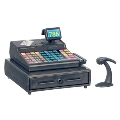 Image of Melody Jane Dolls House Modern Cash Register Till with Scanner Miniature Shop Accessory