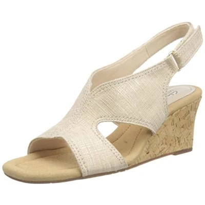 Image of Clarks Women&#039;s Kyarra Aster Sandal, Sand Metallic, 5 UK