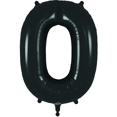 Image of Oaktree 34&quot; Black Foil Number 0 Balloon (606609)