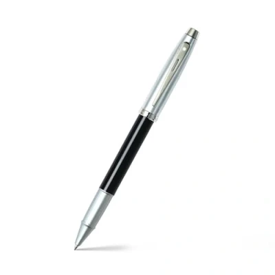 Image of Sheaffer 100 Refillable rollerball pen, glossy black, plated nickel trim, chrome cap
