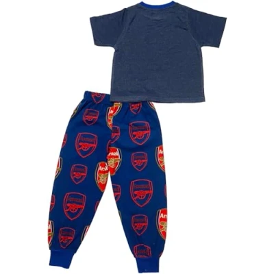 Image of Arsenal F.C. Official FC Boys T Shirt &amp; Long Loungewear Pants Pyjama PJ Set AFC Nightwear Kids Present Gift Idea (11 12 Years) Navy