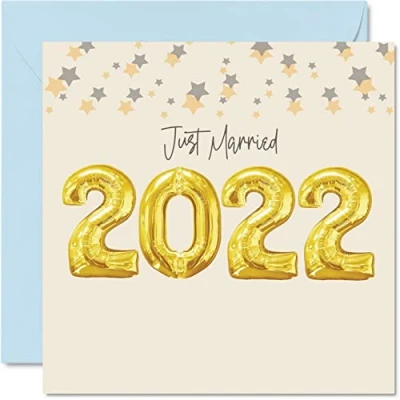 Image of Wedding Cards for Bride and Groom Just Married 2022 Happy Day Congratulations, Congrats Well Done Card, 145mm x Marriage Greeting Couples