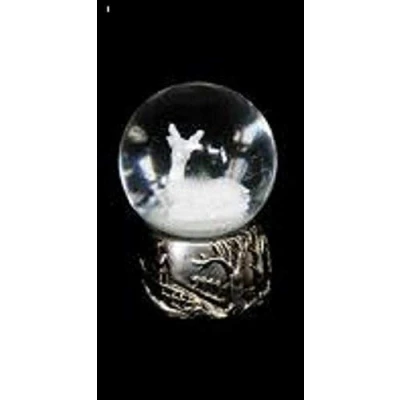Image of Gisela Graham White Deer Stag Reindeer Resin/Glass Mini Snowglobe Waterball Christmas Decoration (Sitting)