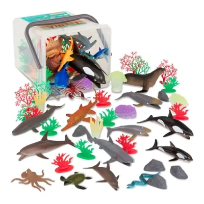 Image of Terra by Battat Marine World Assorted Fish and Sea Creature Miniature Animal Toys for Kids 3+ (60pc)