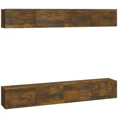 Image of vidaXL Wall TV Cabinets 4 pcs Smoked Oak 100x30x30 cm