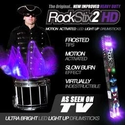 Image of UV PURPLE LED LIGHT UP DRUM STICKS ROCKSTIX FIRESTIX