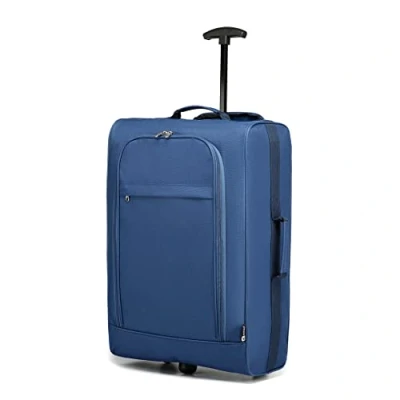 Image of Kono Double Wheel Cabin Approved Trolley Bag Lightweight Soft Shell Hand Luggage (Navy)