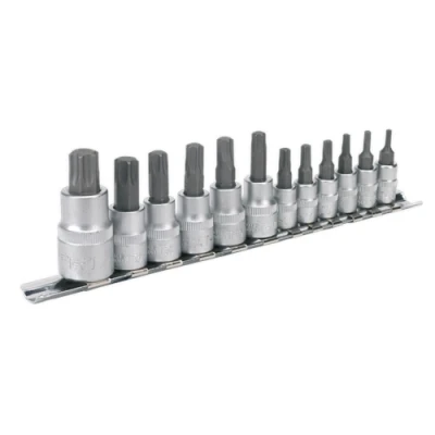 Image of Sealey Premier TRX Star* Socket Bit Set 12pc 1/4&quot;, 3/8&quot; &amp; 1/2&quot;Sq Drive
