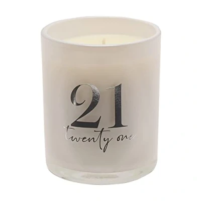 Image of 21st Birthday Champagne Scented Glass Candle with Silver Detail 21