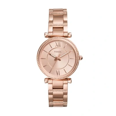 Image of Fossil Watch for Women Carlie, Quartz Movement, 35 mm Rose Gold Stainless Steel Case with a Strap, ES4301