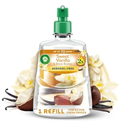 Image of Air Wick Aerosol Free Automatic freshener Spray Refill, Vanilla and Honeysuckle, Pack 1 x 228ml, 24x7 Active Fresh Odour Neutraliser, Lasts Up to 70 Days, For Home