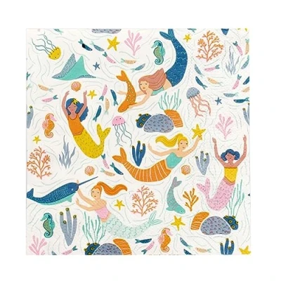 Image of Talking Tables Mermaid Themed Paper Napkins Recyclable Disposable Serviettes &amp; Eco Friendly Kids Birthday Party Tableware Decorations Under The Sea Celebrations or Baby Shower Decoupage 20 Pack