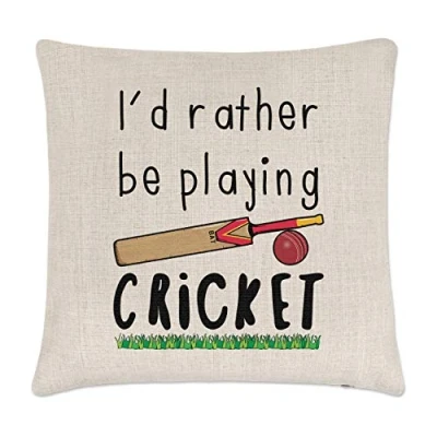Image of Gift Base I&#039;d Rather Be Playing Cricket Linen Cushion Cover