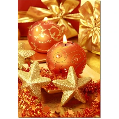 Image of doodlecards Pack of 10 Christmas Cards and Envelopes Traditional Candles. Printed in UK, Premium Quality &amp; 100% Recyclable.
