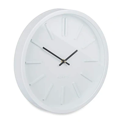 Image of Relaxdays Modern Analogue Wall Clock without Seconds Hand for Kitchen, Living Room, Study, Round, Diameter 35 cm, White, 60% plastic 40% iron