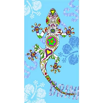 Image of Miracle Home. Microfibre Beach Lizard Towel, 100% Polyester, Blue, 75 x 145 cm