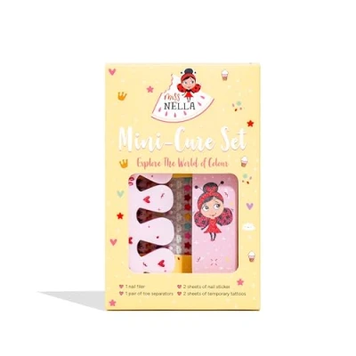 Image of Miss Nella nail KIT accessories set for kids stickers, tattoos, filer &amp; toe separators all designed children hands toes