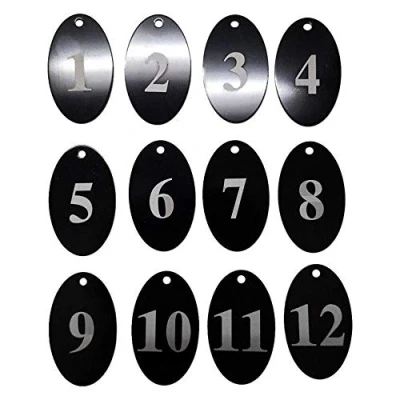 Image of Sourcemall Aluminum Alloy Numbered Tags with Key Ring (Black, 1 25)