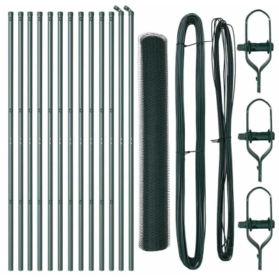 Image of vidaXL Fencing Set of 2 Green PVC coated steel 25 x 1.2 m Durable