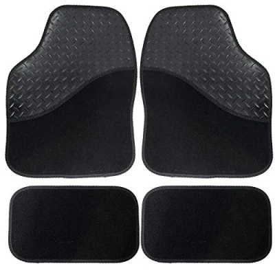 Image of UKB4C Black Carpet Floor Mats Set with Rubber Pad Picanto Sportage Ceed Rio Venga