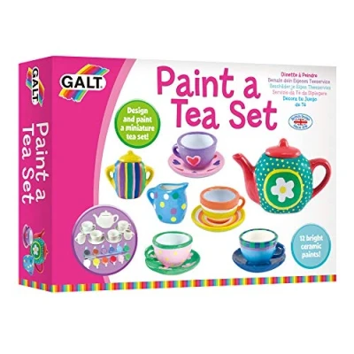 Image of Galt Paint a Tea Set 11 Pc Mini Party Set, Kids Craft Kit and Childrens 12 Rainbow Ceramic Paints Encourage Creativity Motor Skills Arts Crafts for Kids, Ages 5 Years Plus
