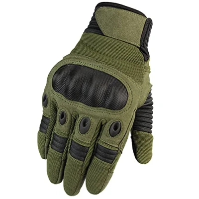 Image of Full Finger Touch Screen Contact Gloves Hard Knuckle Cycling Biking Paintball Airsoft (Green, Medium)