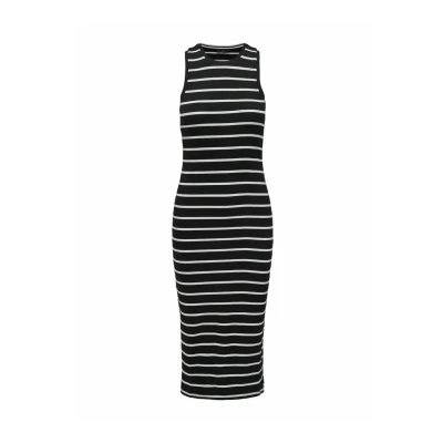 Image of ONLY Women&#039;s Onlbelfast Stripe S/L Midi Dress JRS Noos, Black, S