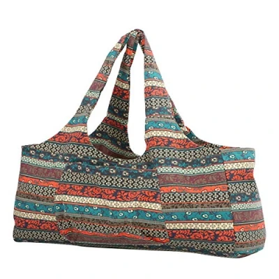 Image of FOLOSAFENAR Bohemian Ethnic Style Print Canvas Yoga Bag, Tote Lady&#039;s Casual with Multi Pockets, Large Capacity, Handbag, for Ladies and Girls, Shopping Hiking Daily Use