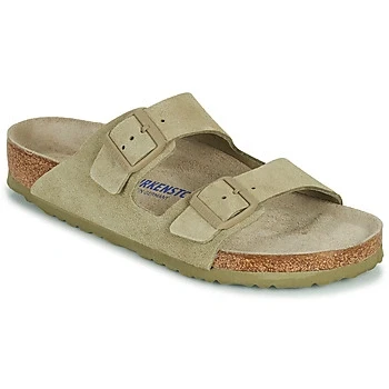 Image of Birkenstock Arizona SOFT Footbed Unisex Slippers, Size: 5.5, Faded khaki Suede