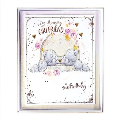 Image of Me To You Bear Amazing Girlfriend Boxed Birthday Card,White, Grey, Gold,210 x 290 mm