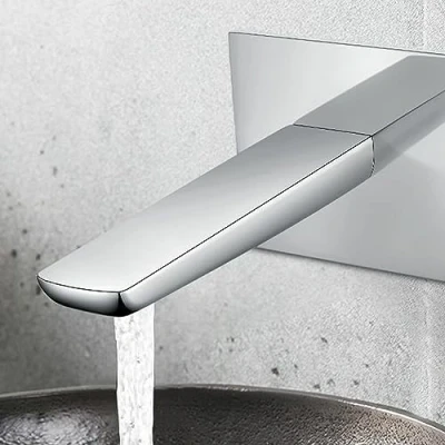 Image of Nes Home Bathroom Luxury Modern Bath Basin Sink Mono Mixer Deck Mounted Chrome Tap (Wall Tap)
