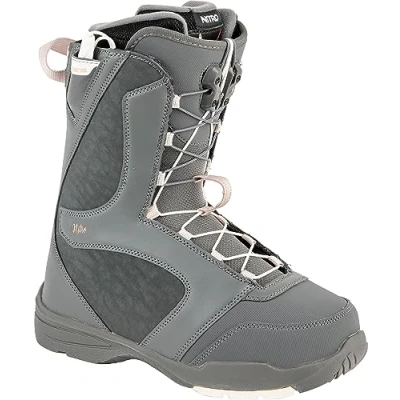 Image of Nitro Women&#039;s Flora TLS All Mountain Freestyle Quick Lacing System Cheap Boat Snowboard Boot Charcoal, MP 24.5 // EU 38 US WMN 7