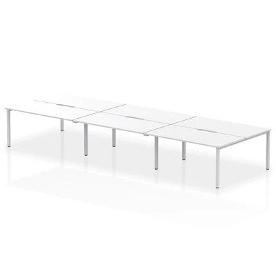 Image of Evolve B2B Silver Frame Bench Desk 1600 White (6 Pod) BE286