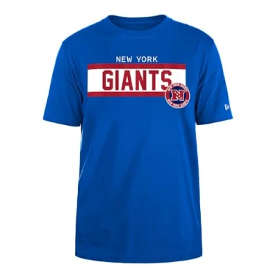 Image of New YORK GIANTS Era Cap NFL Regular T Shirt High Density Ink Screenprint Front Graphic Original Team Color Unisex Blue