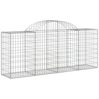 Image of vidaXL Arched Gabion Baskets 8 pcs 200x50x80/100 cm Galvanised Iron