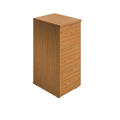 Image of Office Hippo Heavy Duty Filing Cabinet, Robust File Cabinet with Anti Tilt Mechanism, Lockable Storage for A4 or Foolscap Oak, 3 Drawer