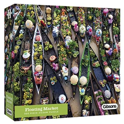 Image of Floating Market 500 Piece Jigsaw Puzzle Sustainable for Adults Premium 100% Recycled Board Great Gift Gibsons Games