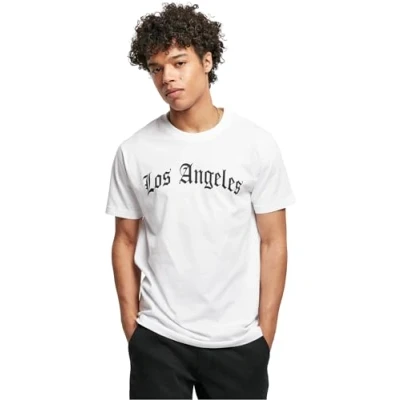 Image of Mister Tee LOS Angeles Wording Print Tshirt, Men&#039;s, Size: Large, White