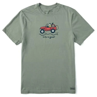 Image of Life Is Good Men&#039;s Crusher Crew Neck T Shirt, Off Road Jake Moss Green, XXL