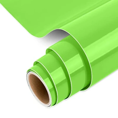 Image of IModeur Glossy Apple Green Vinyl Permanent, 30.5 x 152.5 cm(12&#039;&#039; 5 Ft) Permanent for Cutting Machines and Silhouette Cameo, Adhesive Cup, Window, Mirror, Home Decor
